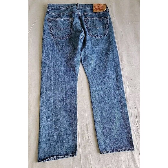 Levis 501 Jeans Mens 34x29 Button Fly Straight Blue Mid Rise Cotton Medium Blue - Picture 13 of 13